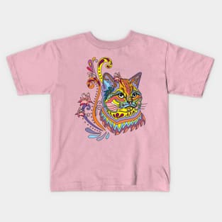 Colorful Ornamental Cat Kids T-Shirt